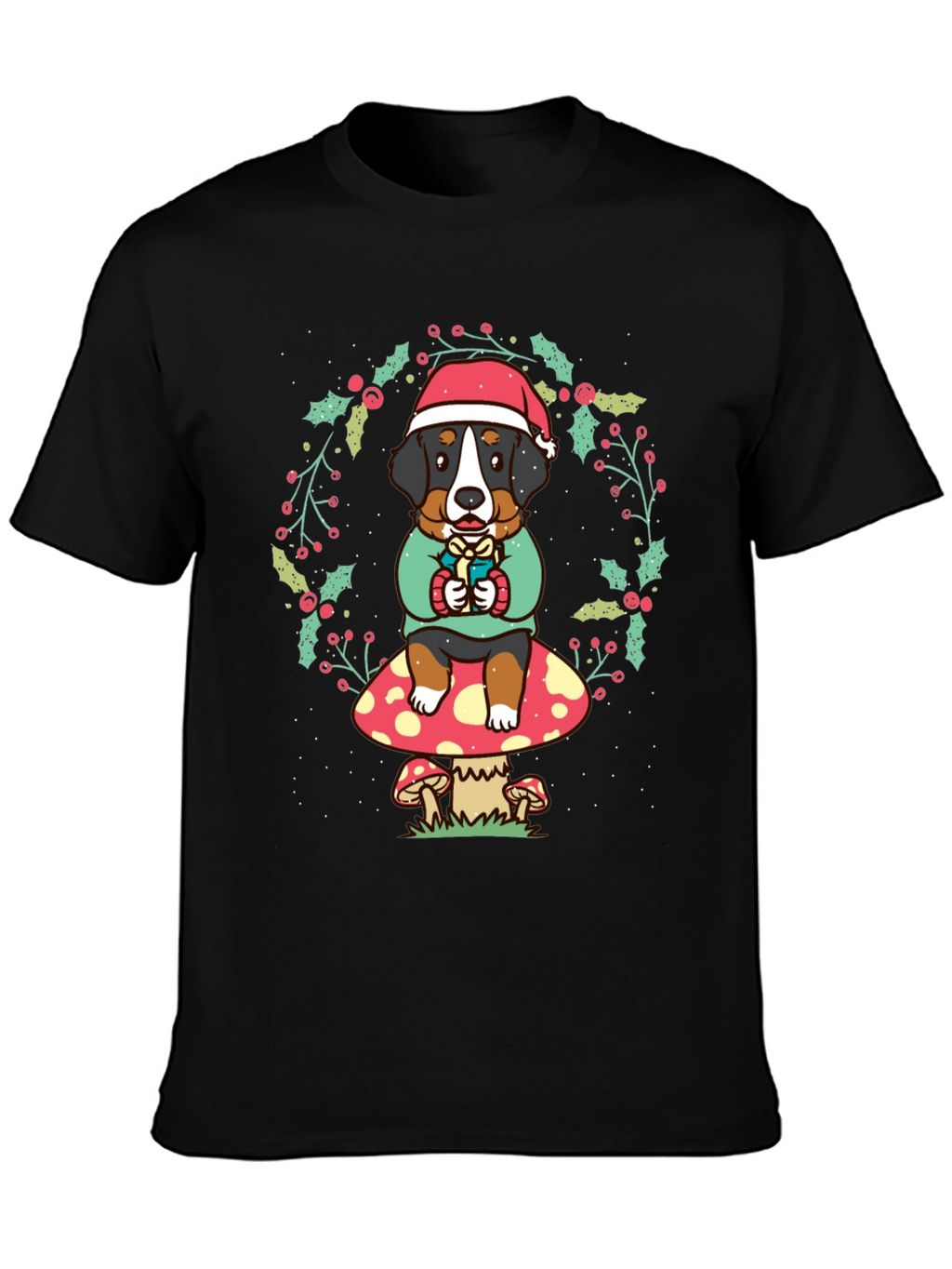 Holiday Dog on Mushroom Graphic Tee