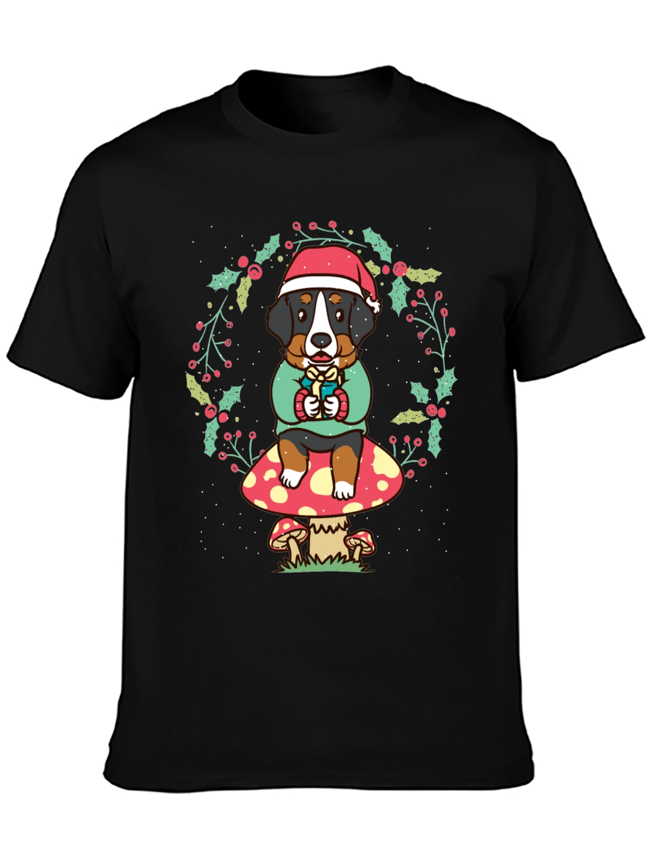 Holiday Dog on Mushroom Graphic Tee