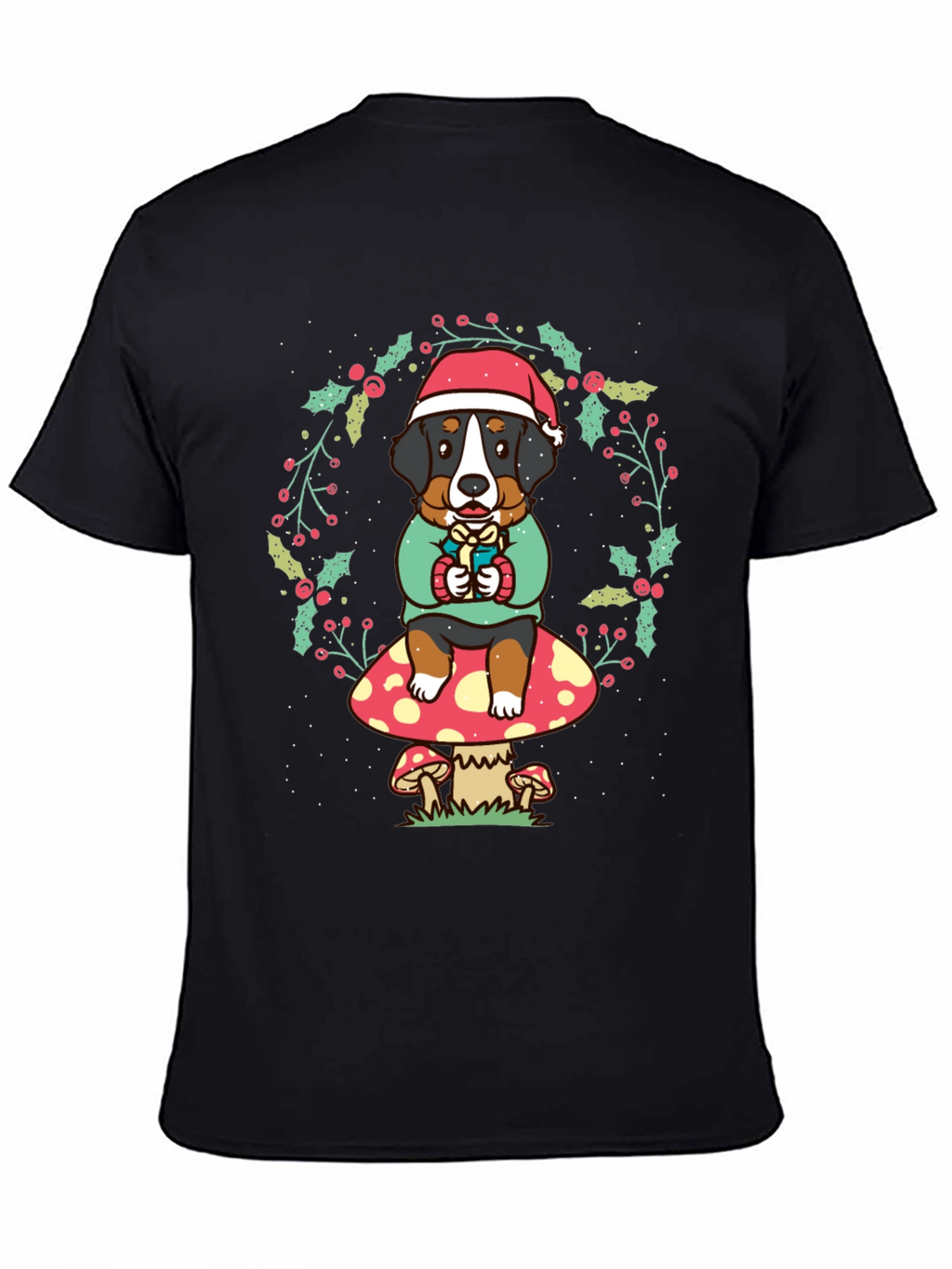 Holiday Dog on Mushroom Graphic Tee