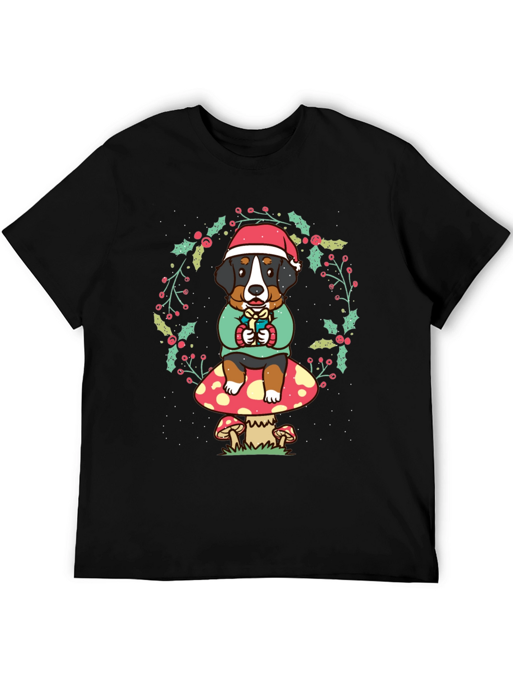 Holiday Dog on Mushroom Graphic Tee
