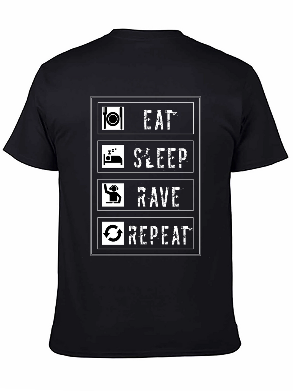 Eat Sleep Rave Repeat Graphic Tee - Black