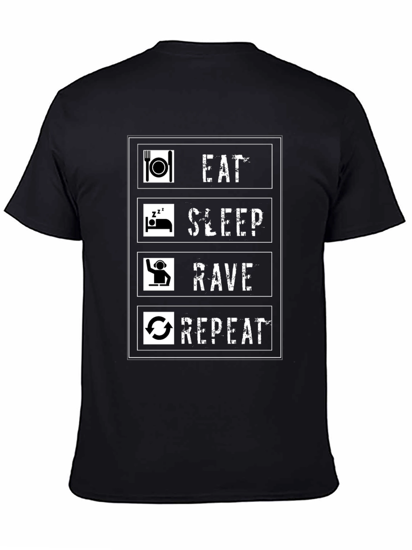 Eat Sleep Rave Repeat Graphic Tee - Black