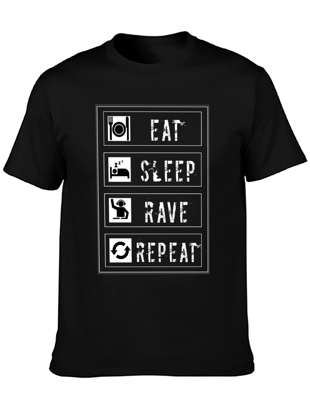 Eat Sleep Rave Repeat Graphic Tee - Black