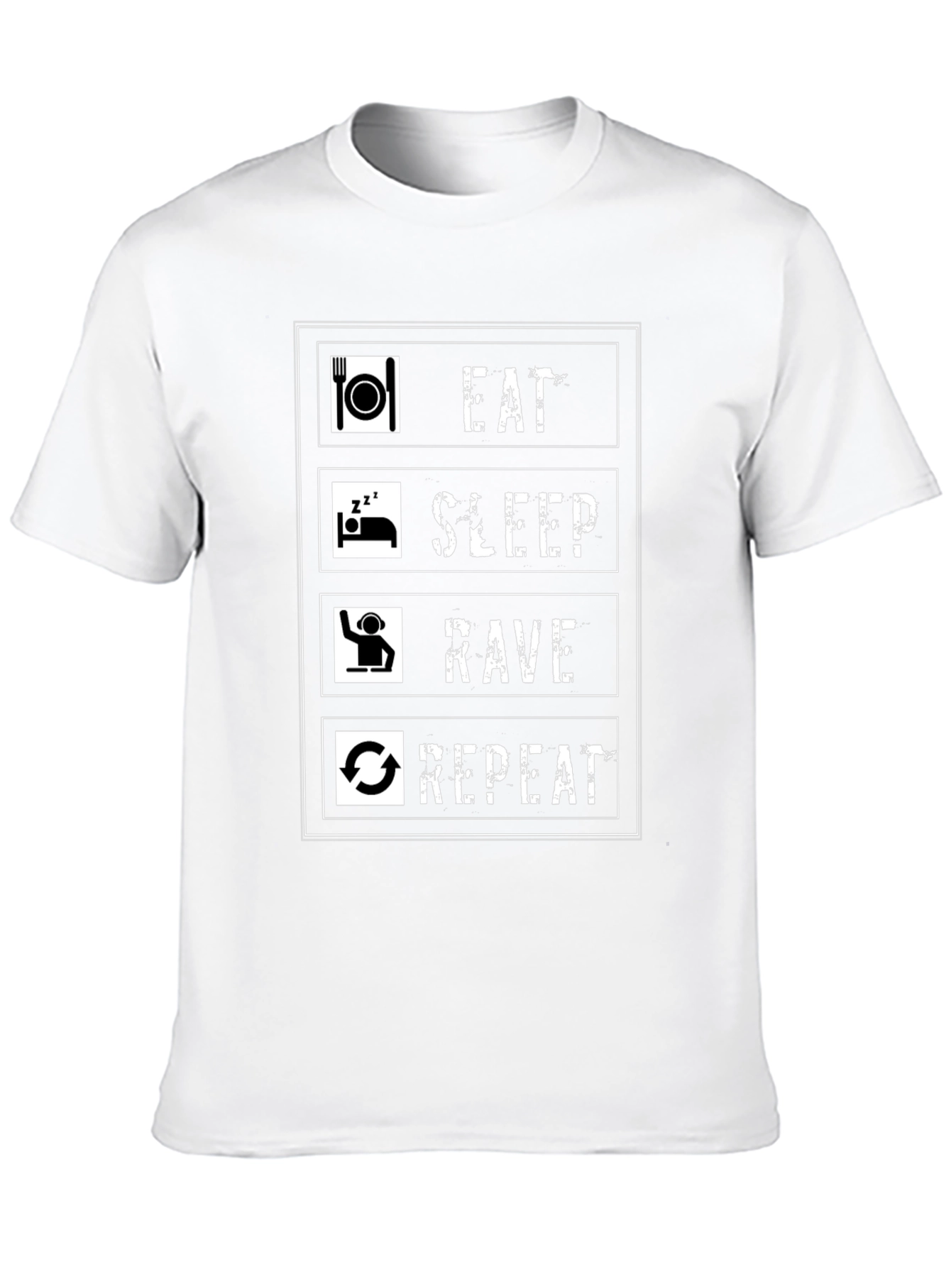 Eat Sleep Rave Repeat Graphic Tee - Black