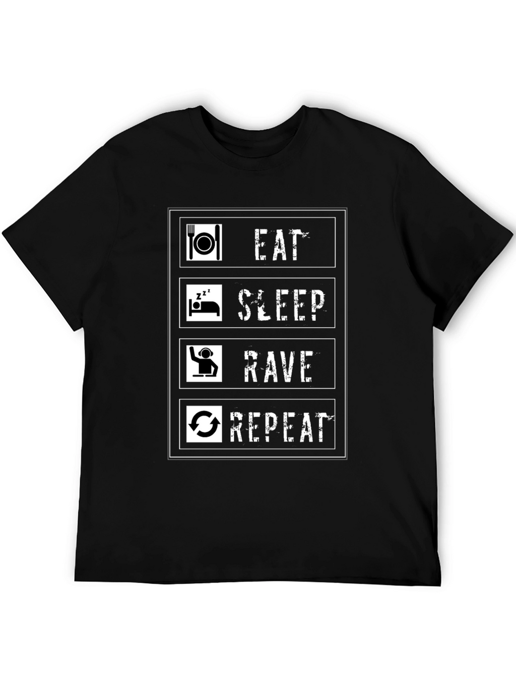 Eat Sleep Rave Repeat Graphic Tee - Black
