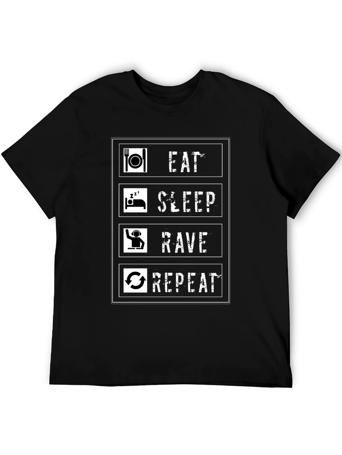 Eat Sleep Rave Repeat Graphic Tee - Black