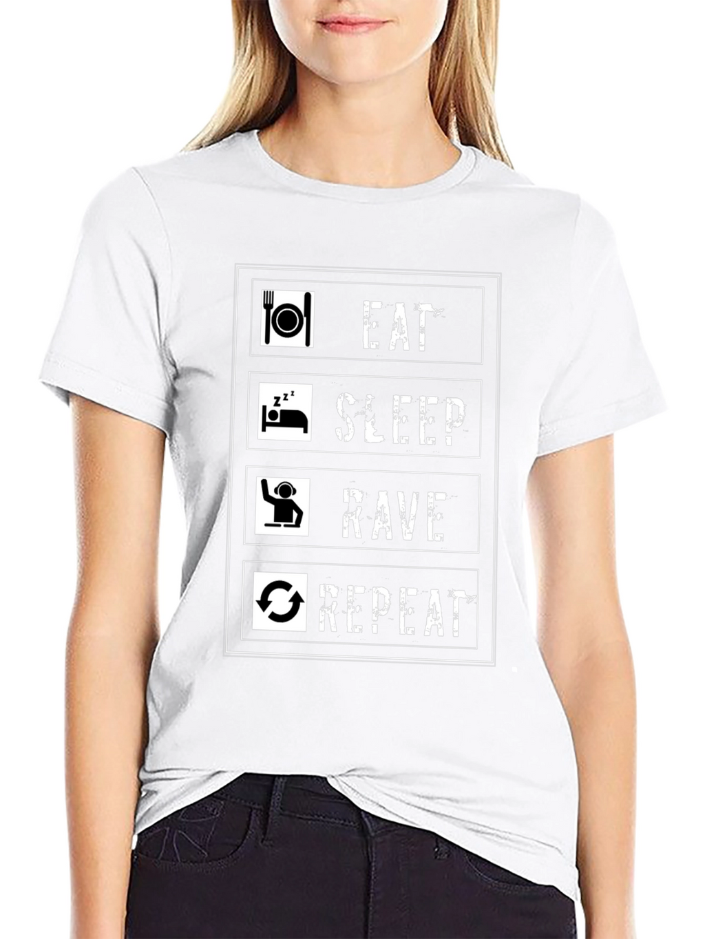 Eat Sleep Rave Repeat Graphic Tee - Black