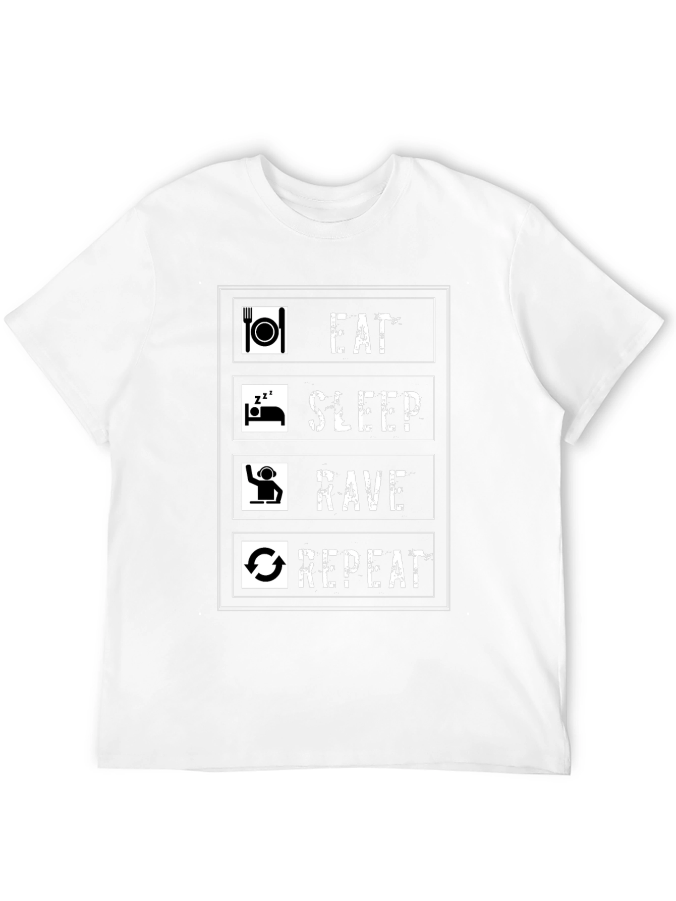 Eat Sleep Rave Repeat Graphic Tee - Black