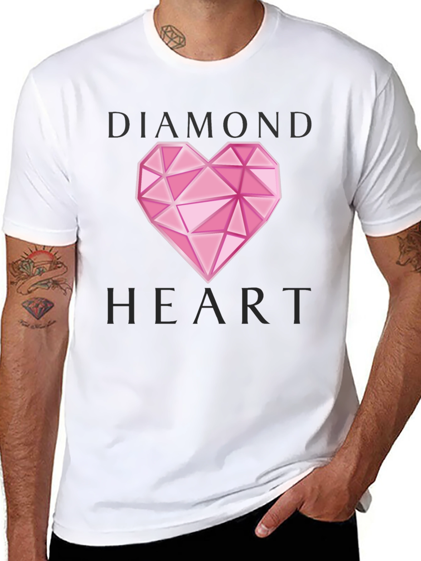 Diamond Heart Graphic T-Shirt - Stylish Casual Wear