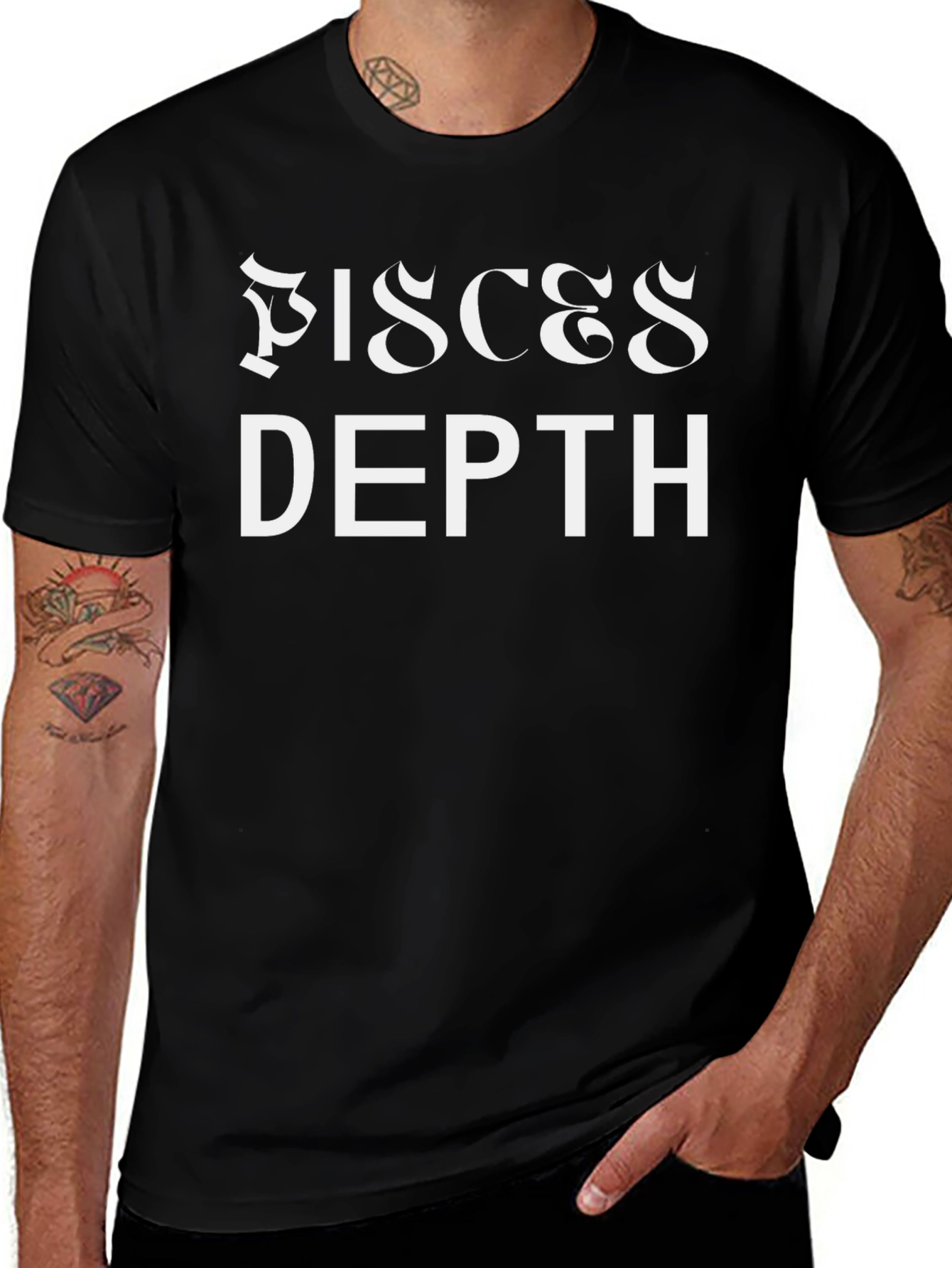 Pisces Depth Black Graphic T-Shirt