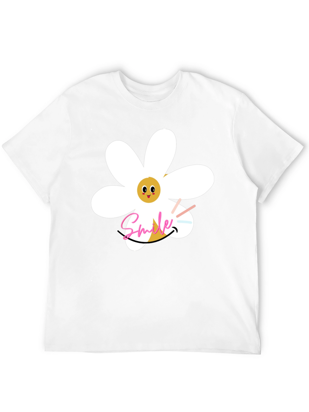 Smile Daisy Graphic Black T-Shirt