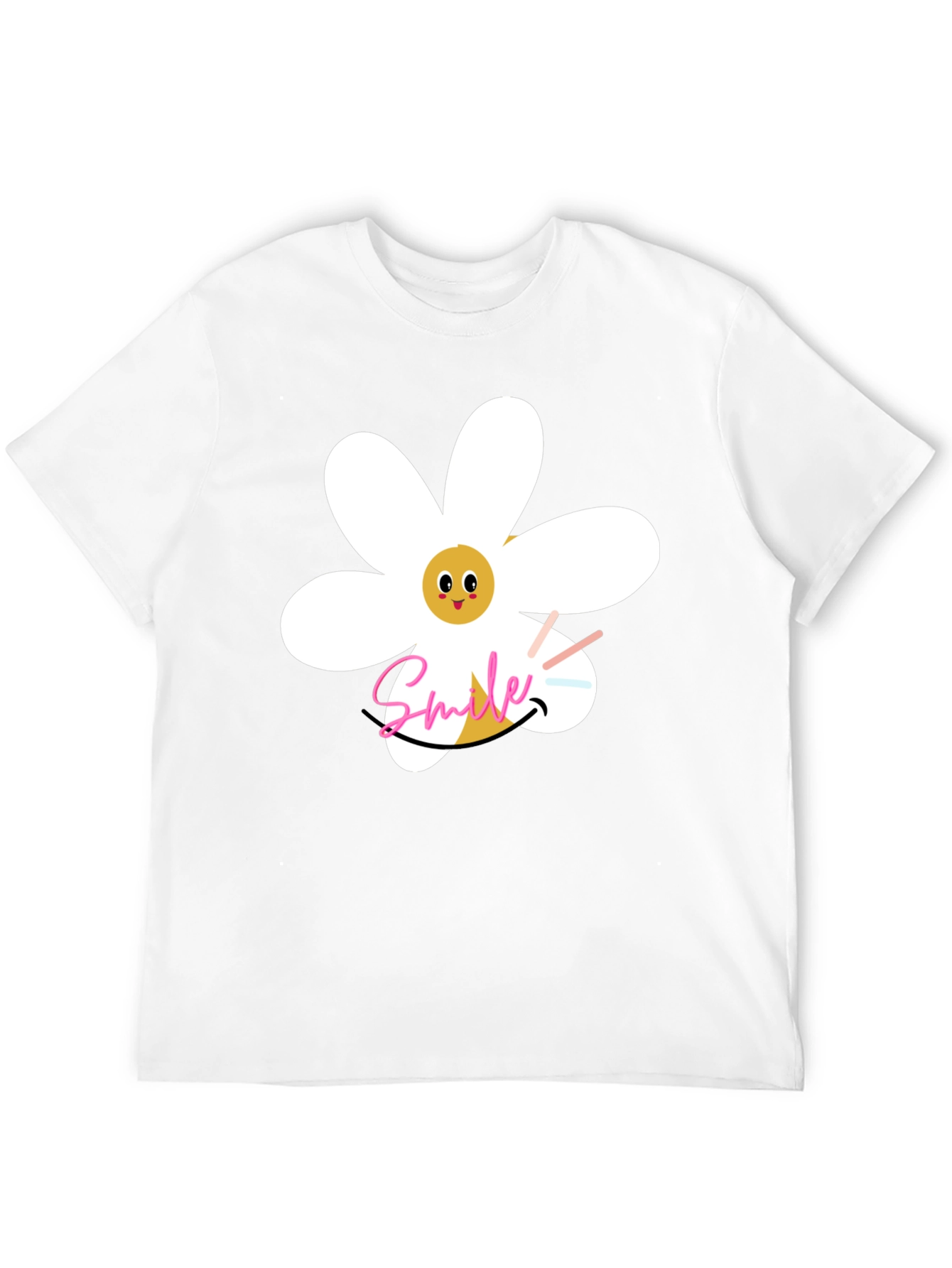 Smile Daisy Graphic Black T-Shirt