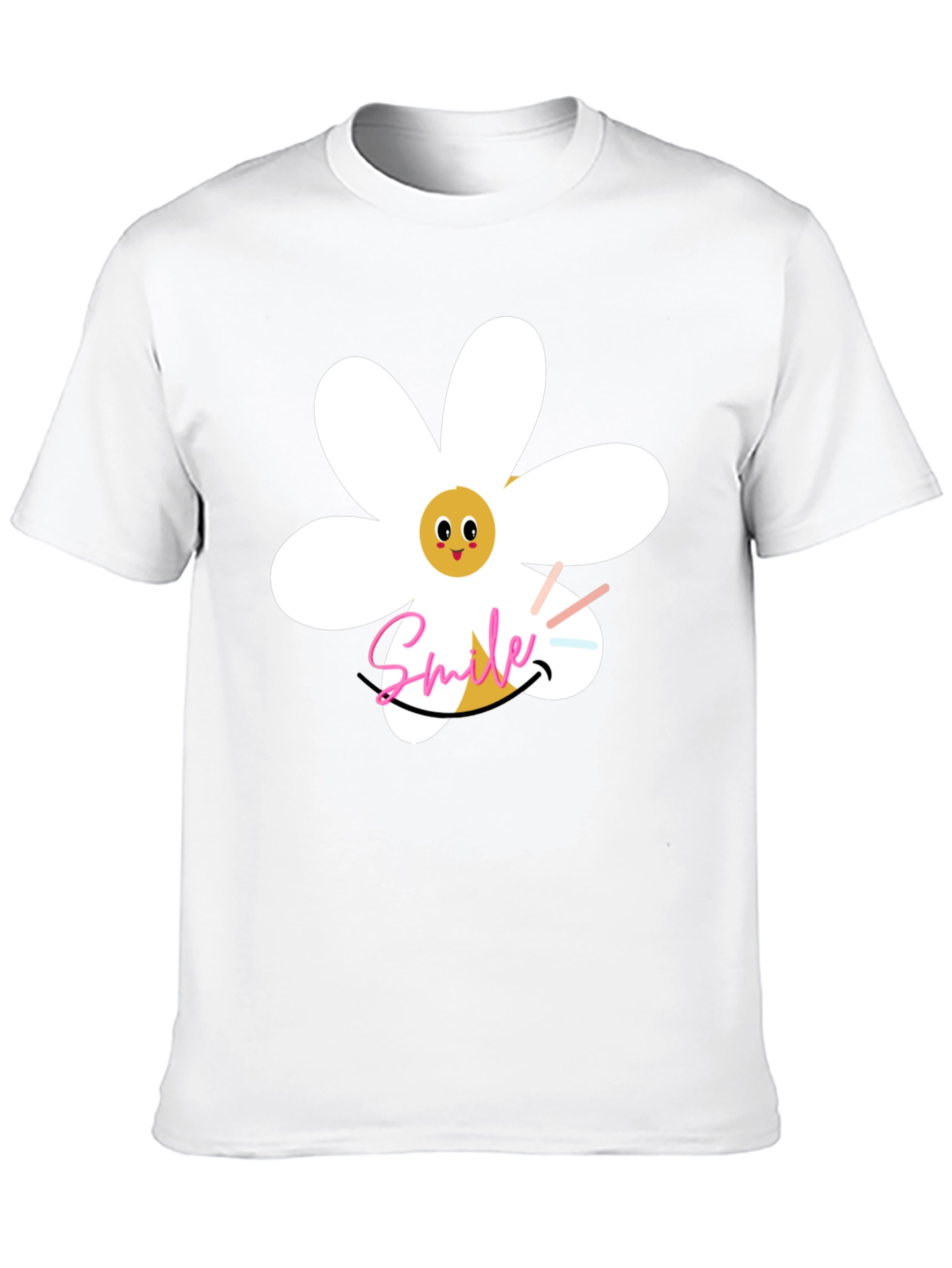 Smile Daisy Graphic Black T-Shirt