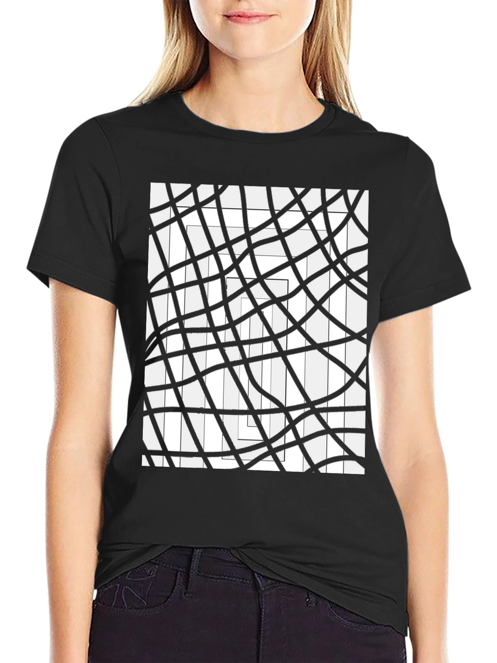Abstract Geometric Line Art Graphic Tee