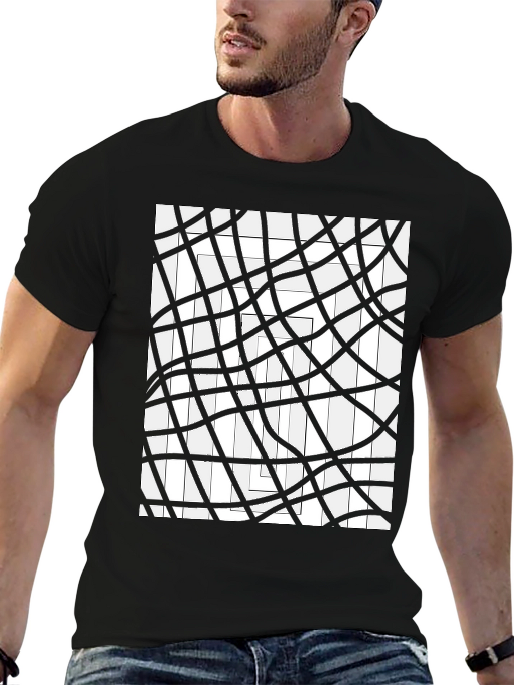 Abstract Geometric Line Art Graphic Tee