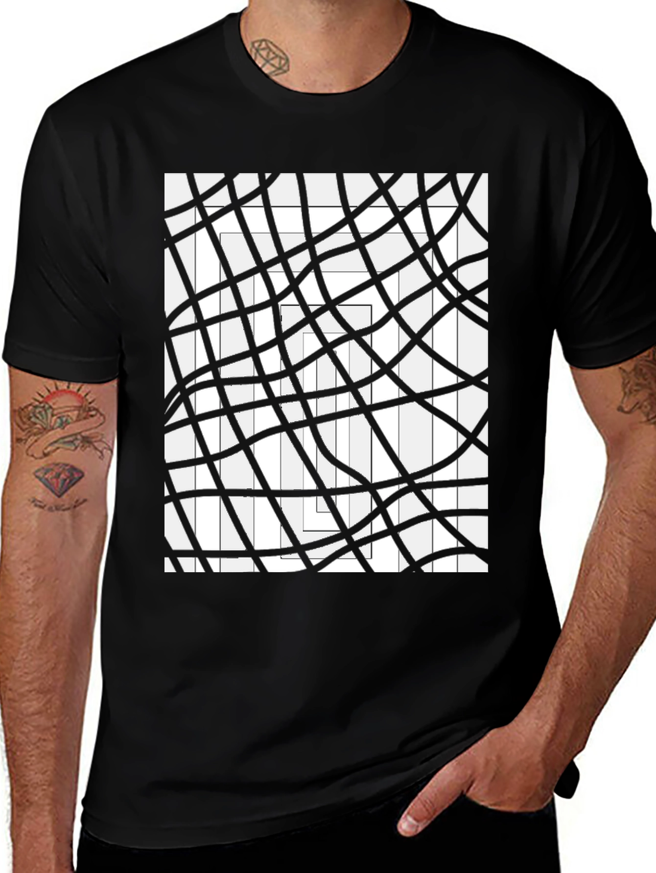 Abstract Geometric Line Art Graphic Tee