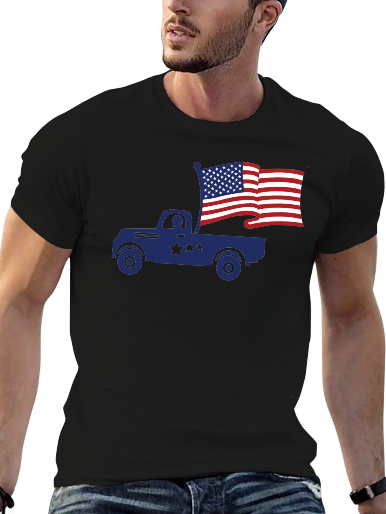 Truck with American Flag T-Shirt
