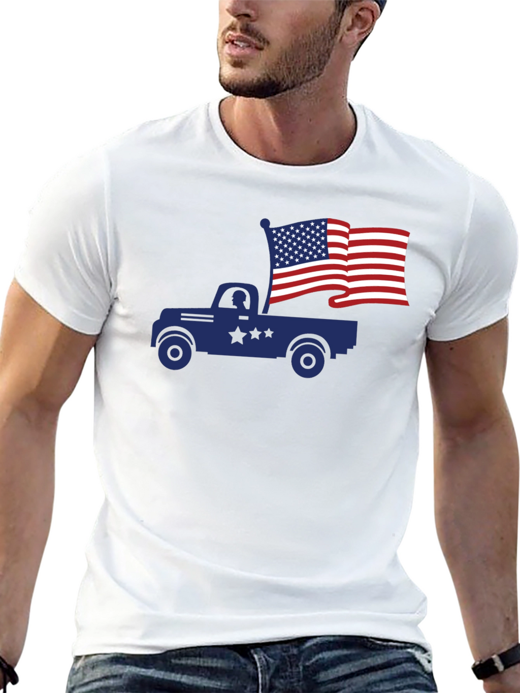 Truck with American Flag T-Shirt