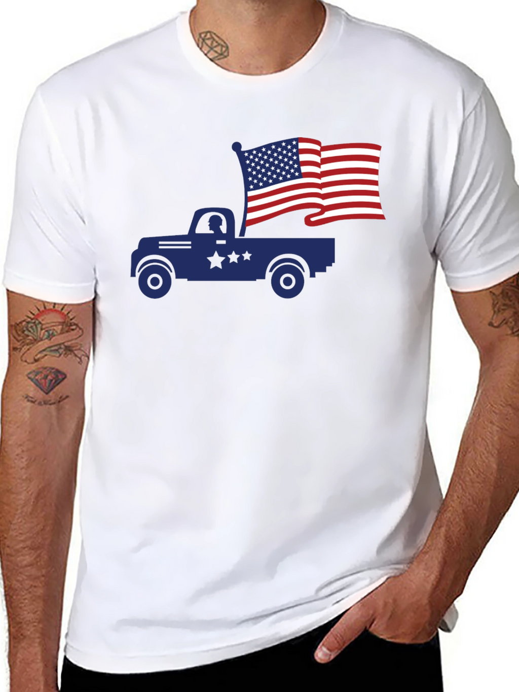 Truck with American Flag T-Shirt
