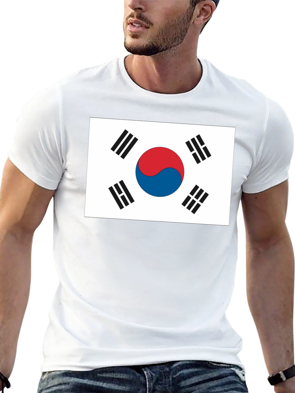 South Korea Flag Graphic T-Shirt - Black