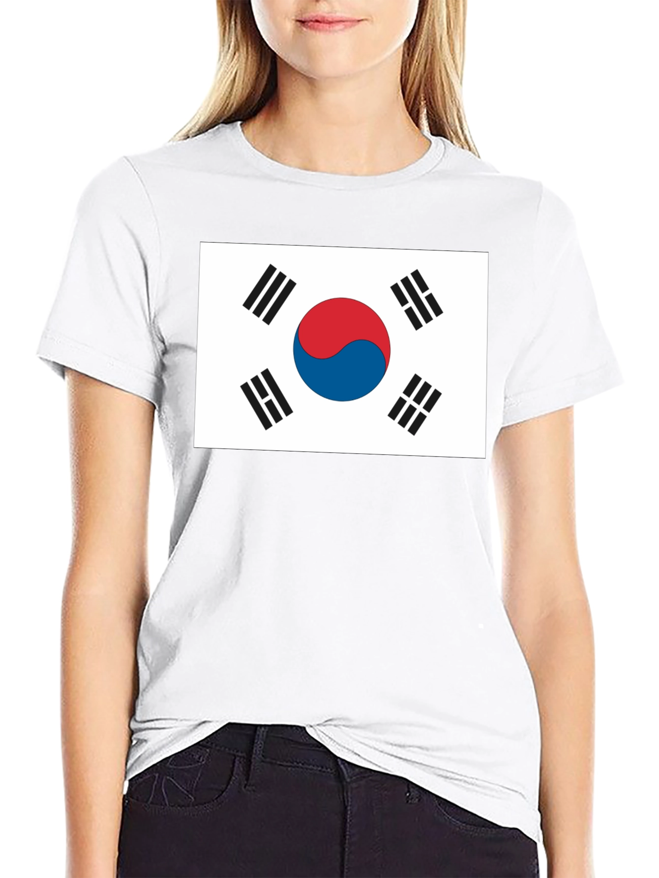 South Korea Flag Graphic T-Shirt - Black