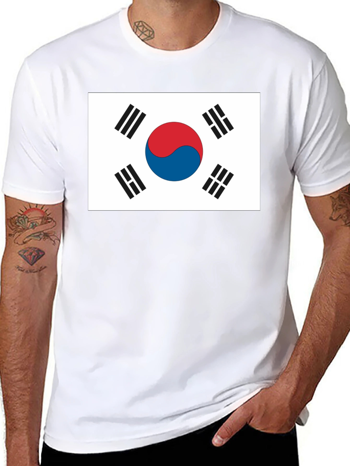 South Korea Flag Graphic T-Shirt - Black