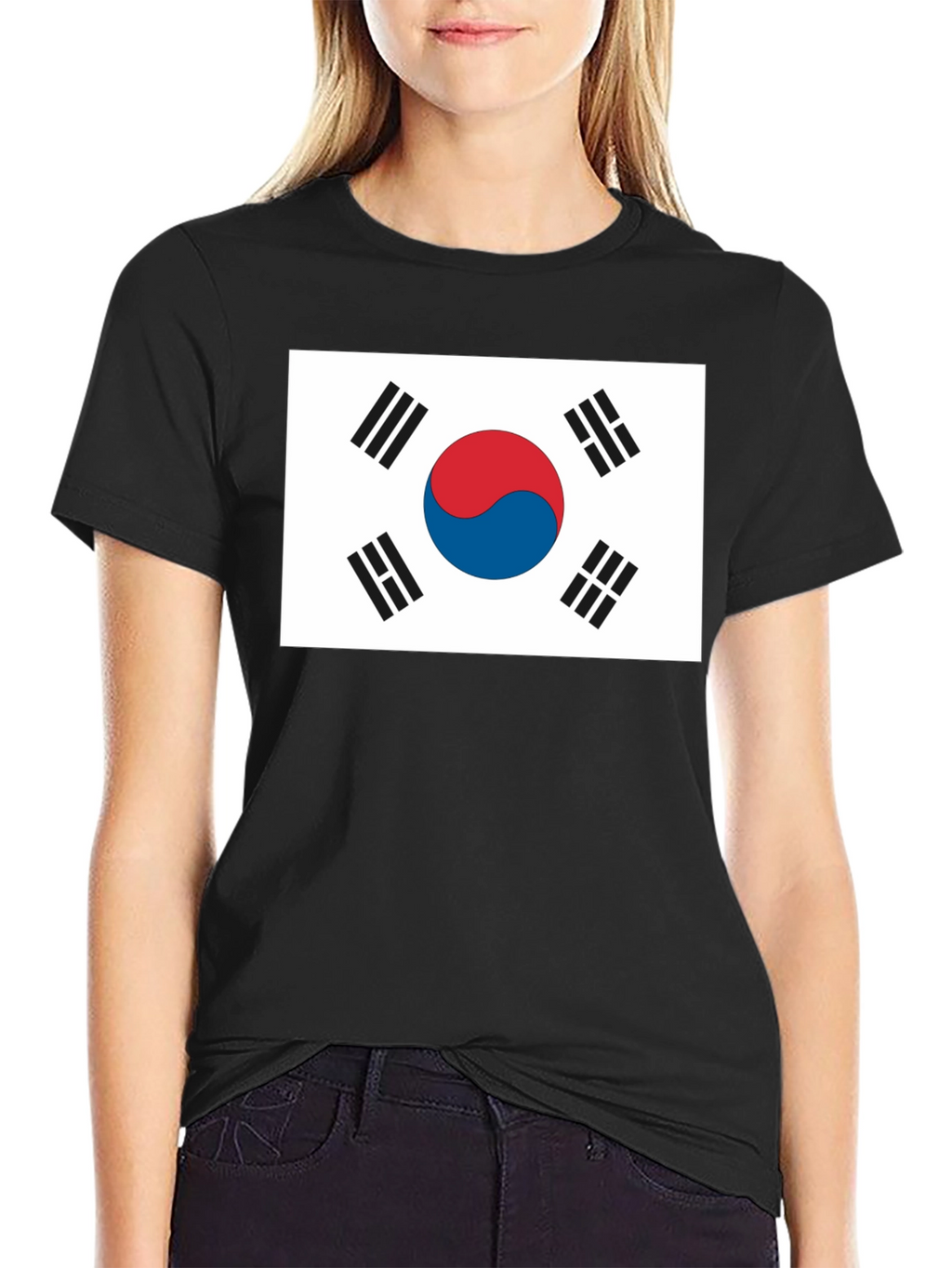 South Korea Flag Graphic T-Shirt - Black