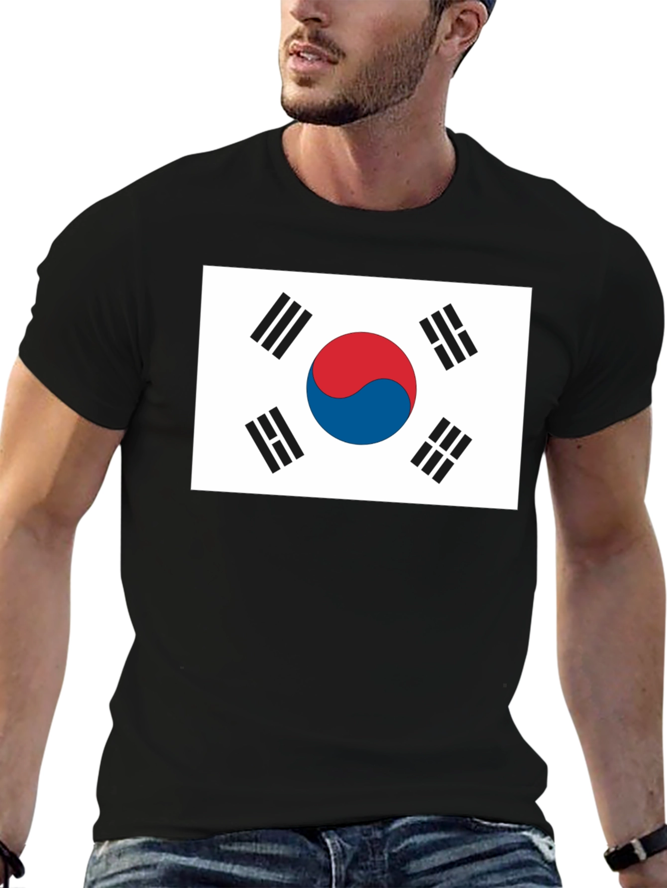 South Korea Flag Graphic T-Shirt - Black