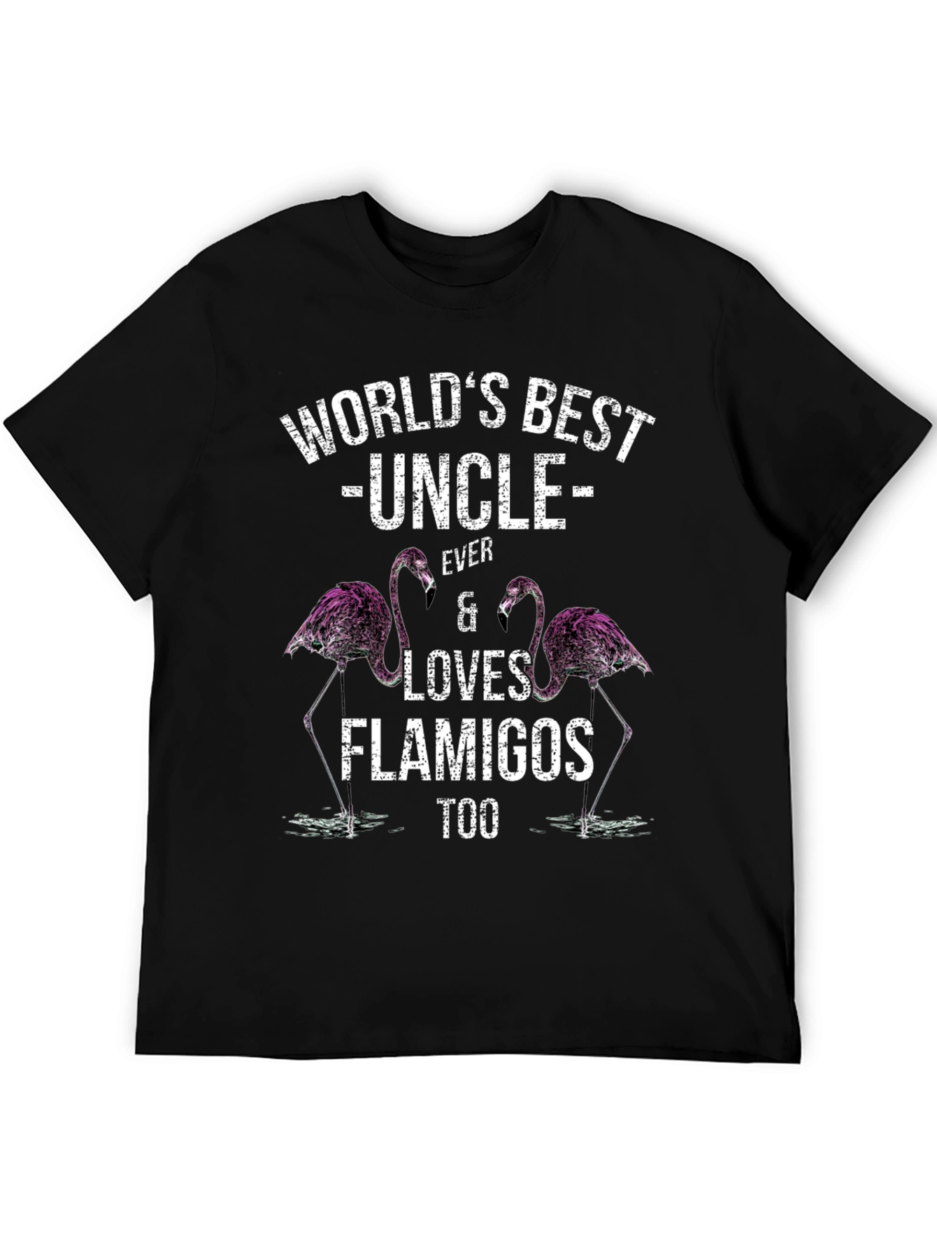 Worlds Best Uncle Flamingo Graphic T-Shirt