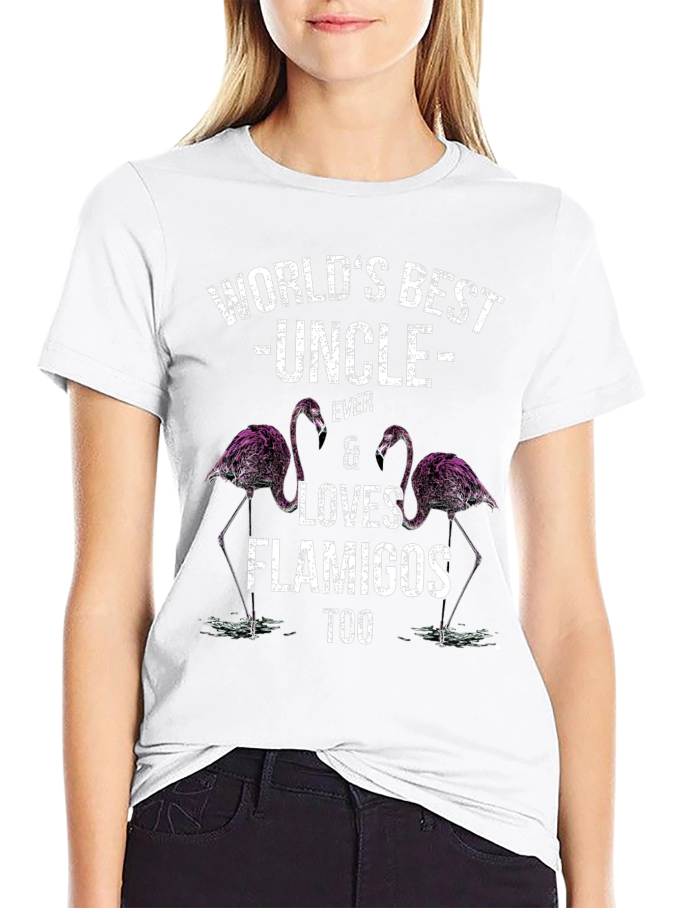 Worlds Best Uncle Flamingo Graphic T-Shirt