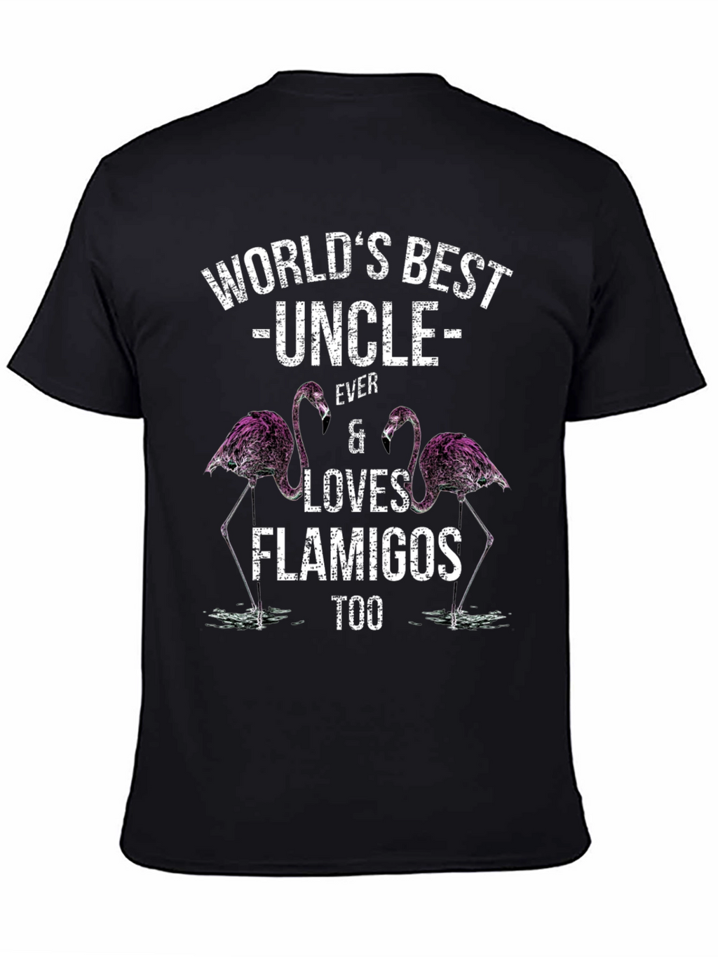 Worlds Best Uncle Flamingo Graphic T-Shirt