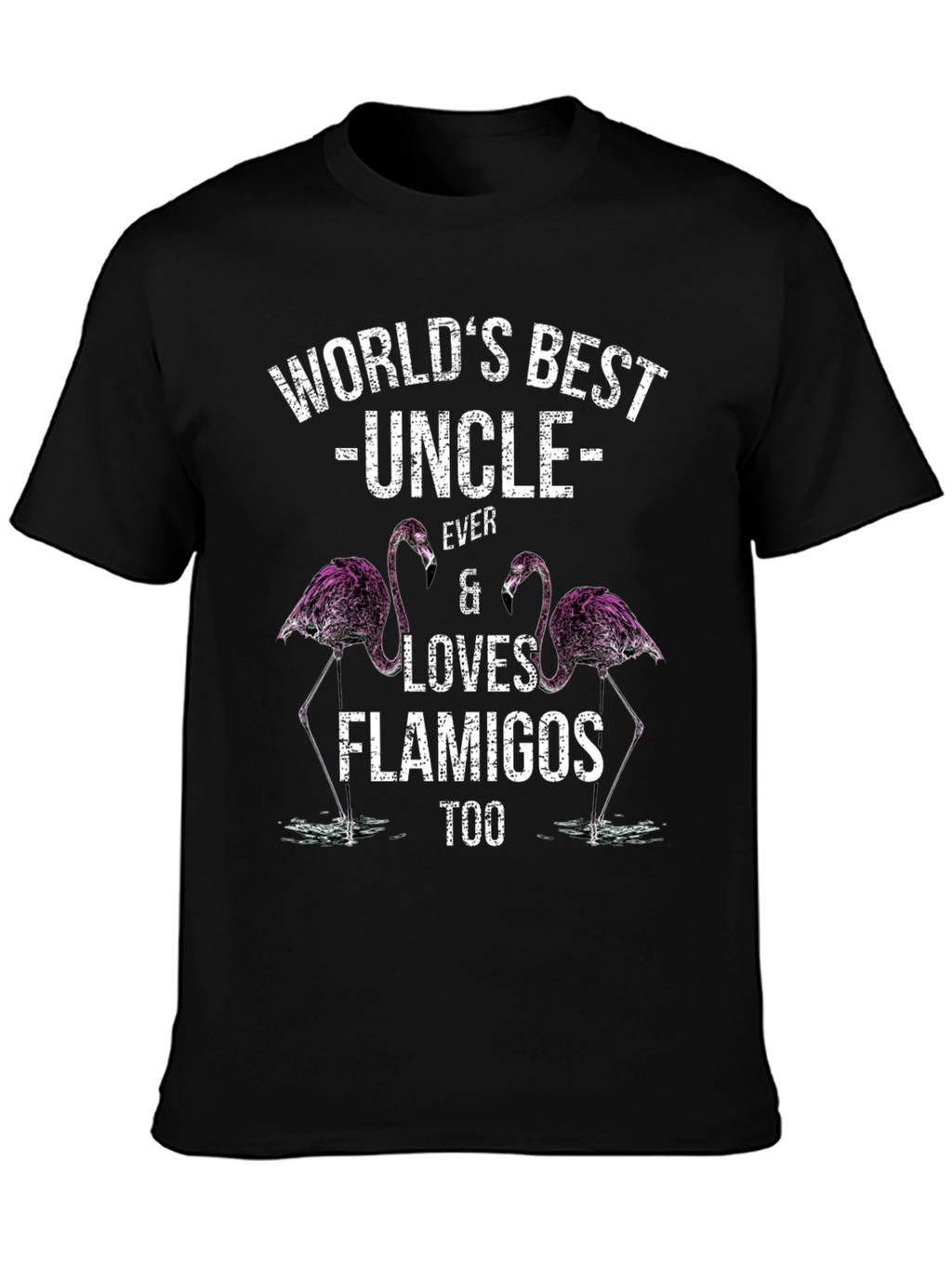 Worlds Best Uncle Flamingo Graphic T-Shirt