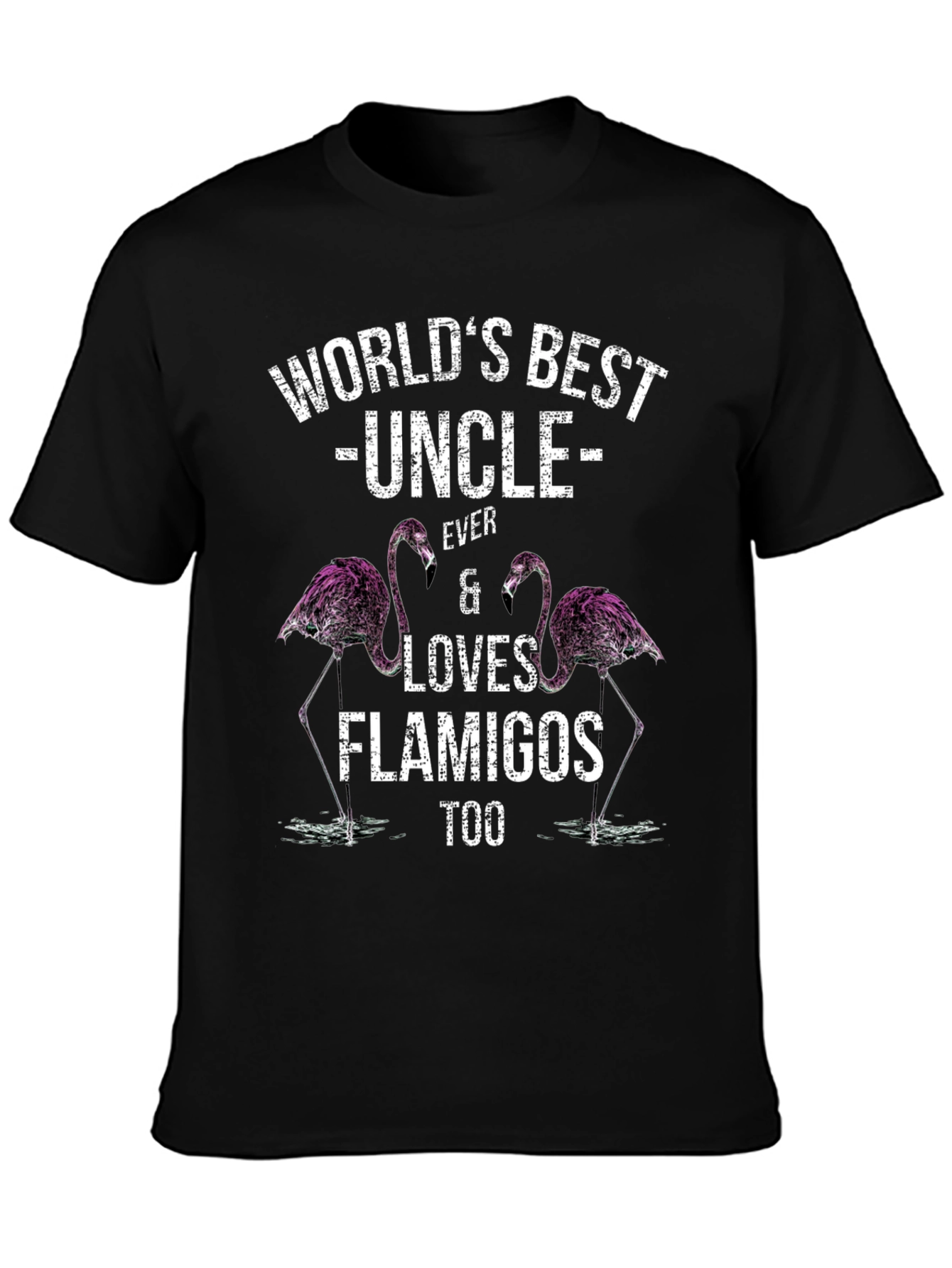 Worlds Best Uncle Flamingo Graphic T-Shirt