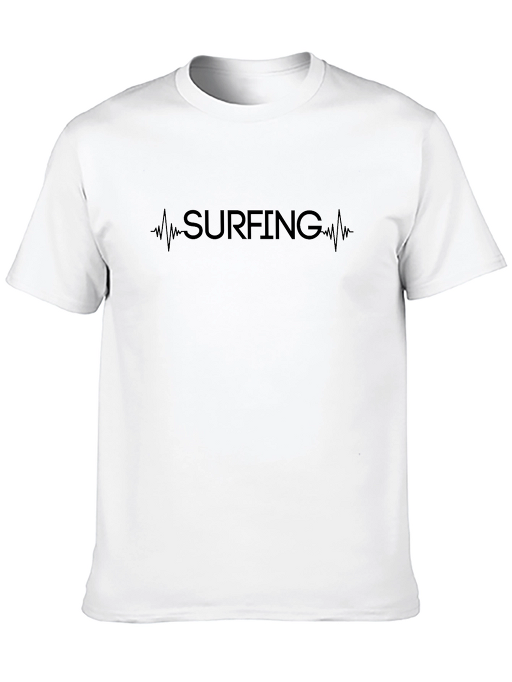 Surfing Heartbeat Graphic Mens Black T-Shirt