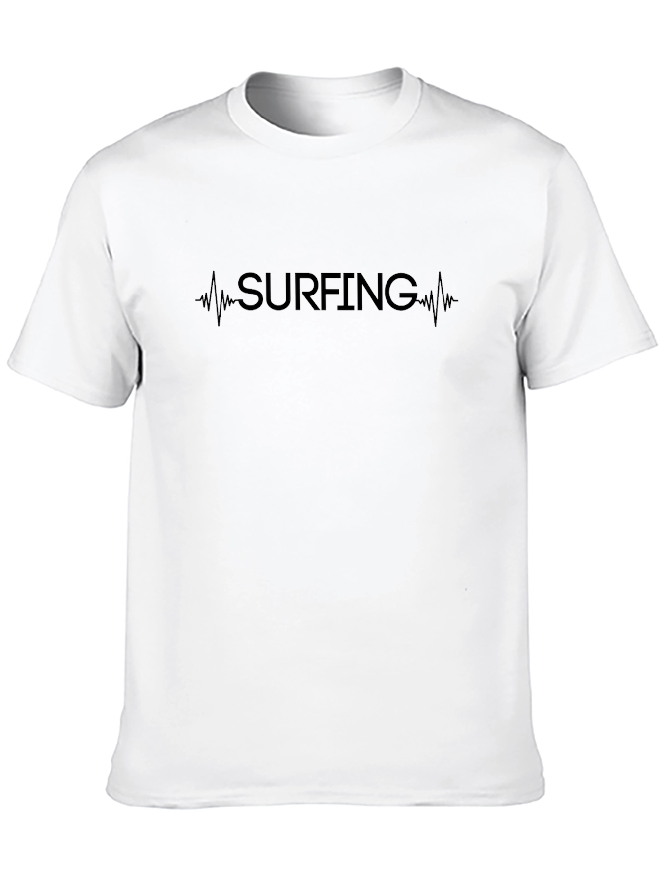 Surfing Heartbeat Graphic Mens Black T-Shirt
