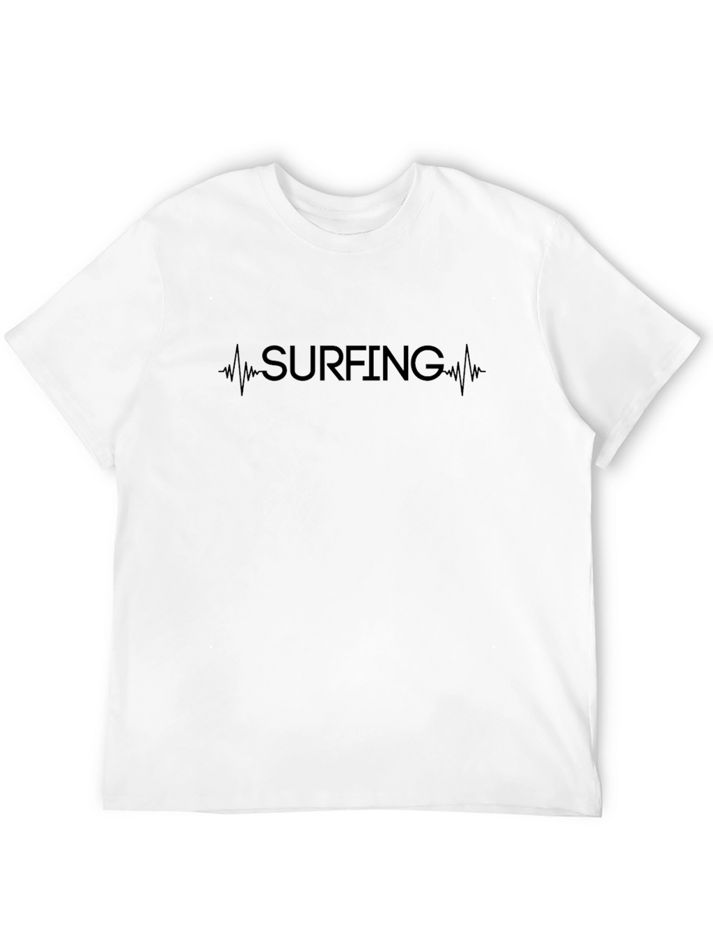 Surfing Heartbeat Graphic Mens Black T-Shirt