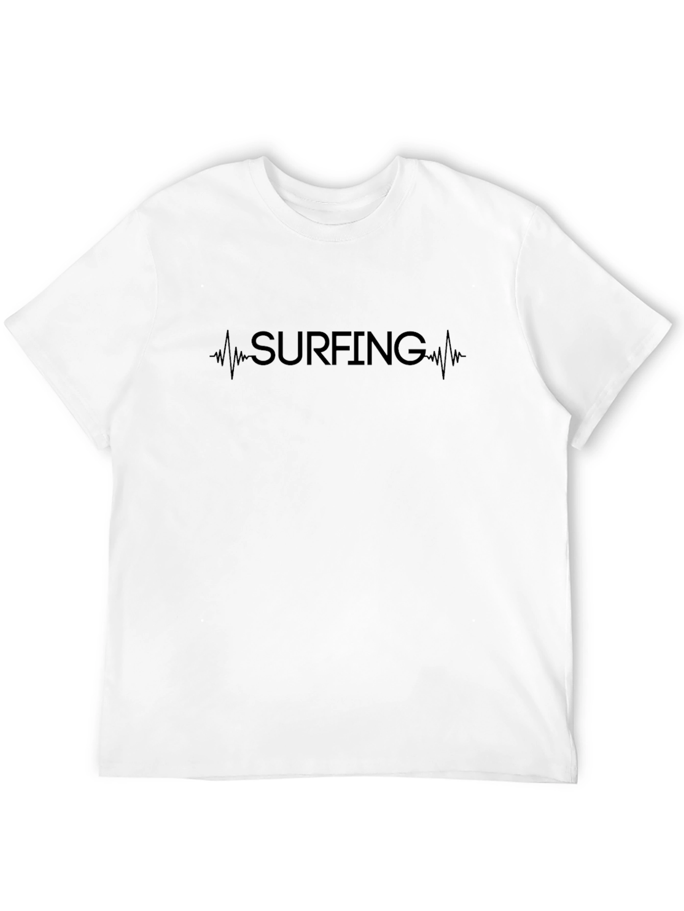 Surfing Heartbeat Graphic Mens Black T-Shirt