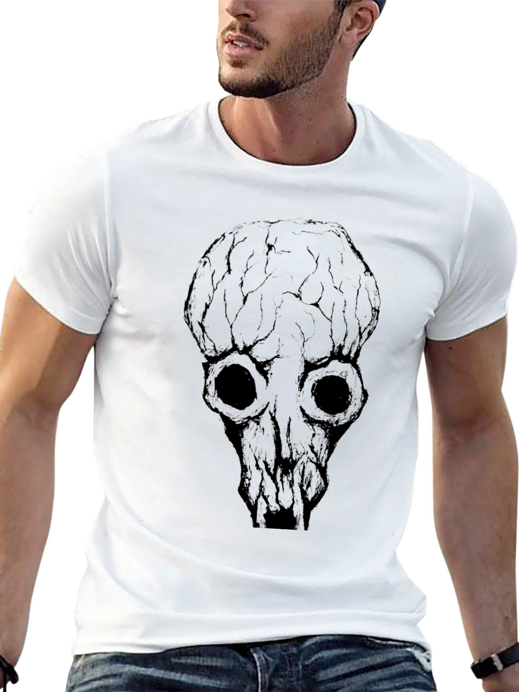 Skull Graphic Print Black T-Shirt for Men