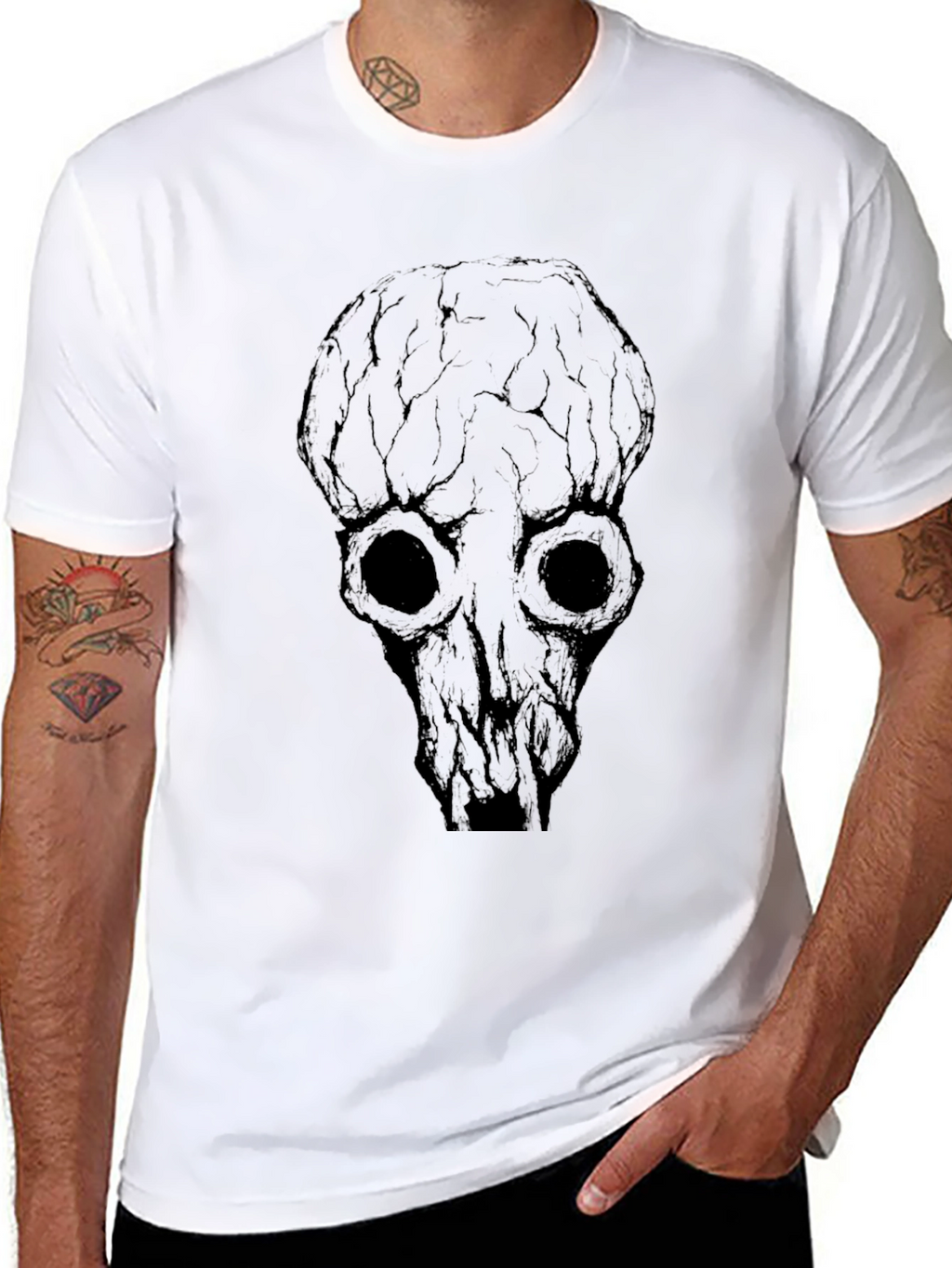 Skull Graphic Print Black T-Shirt for Men