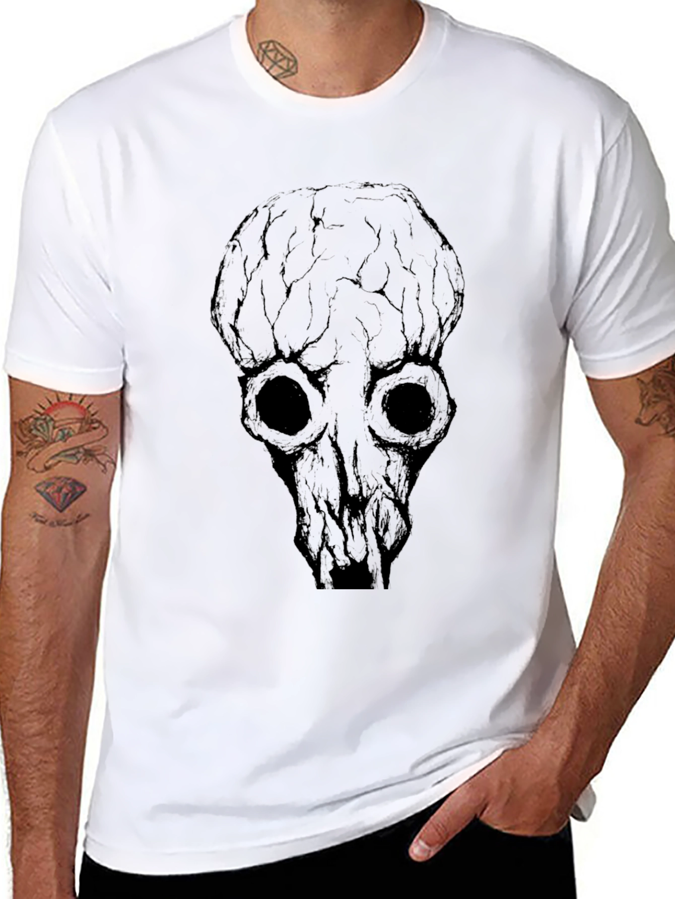 Skull Graphic Print Black T-Shirt for Men