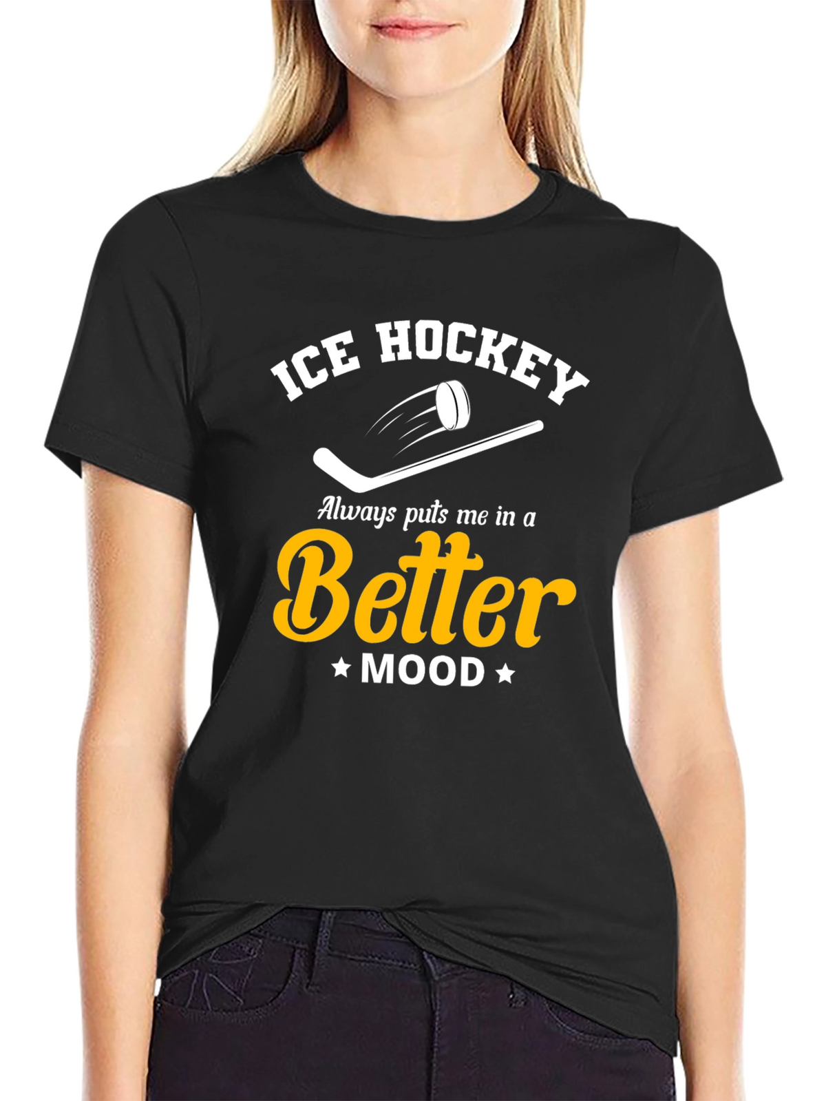 Ice Hockey Better Mood Black T-Shirt