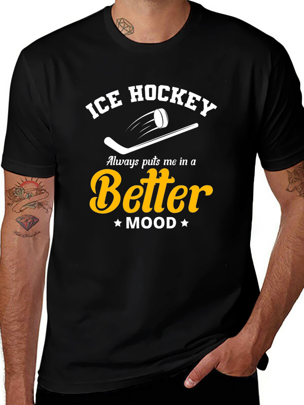Ice Hockey Better Mood Black T-Shirt