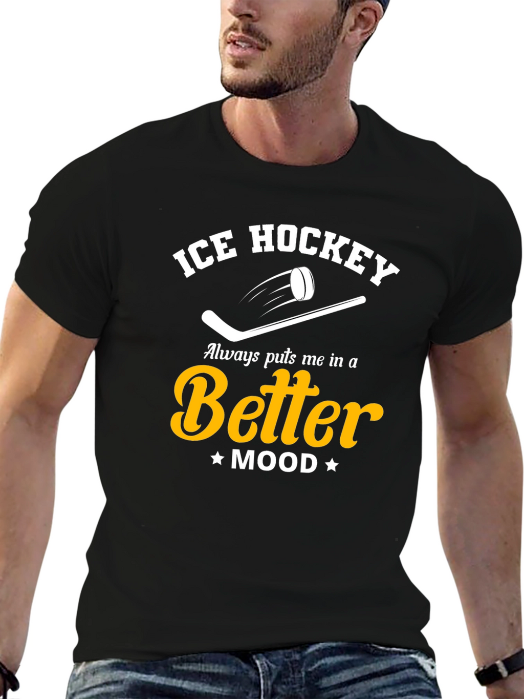 Ice Hockey Better Mood Black T-Shirt