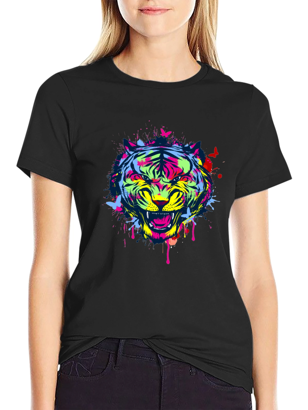 Bold Tiger Graphic Tee - Modern Art Shirt