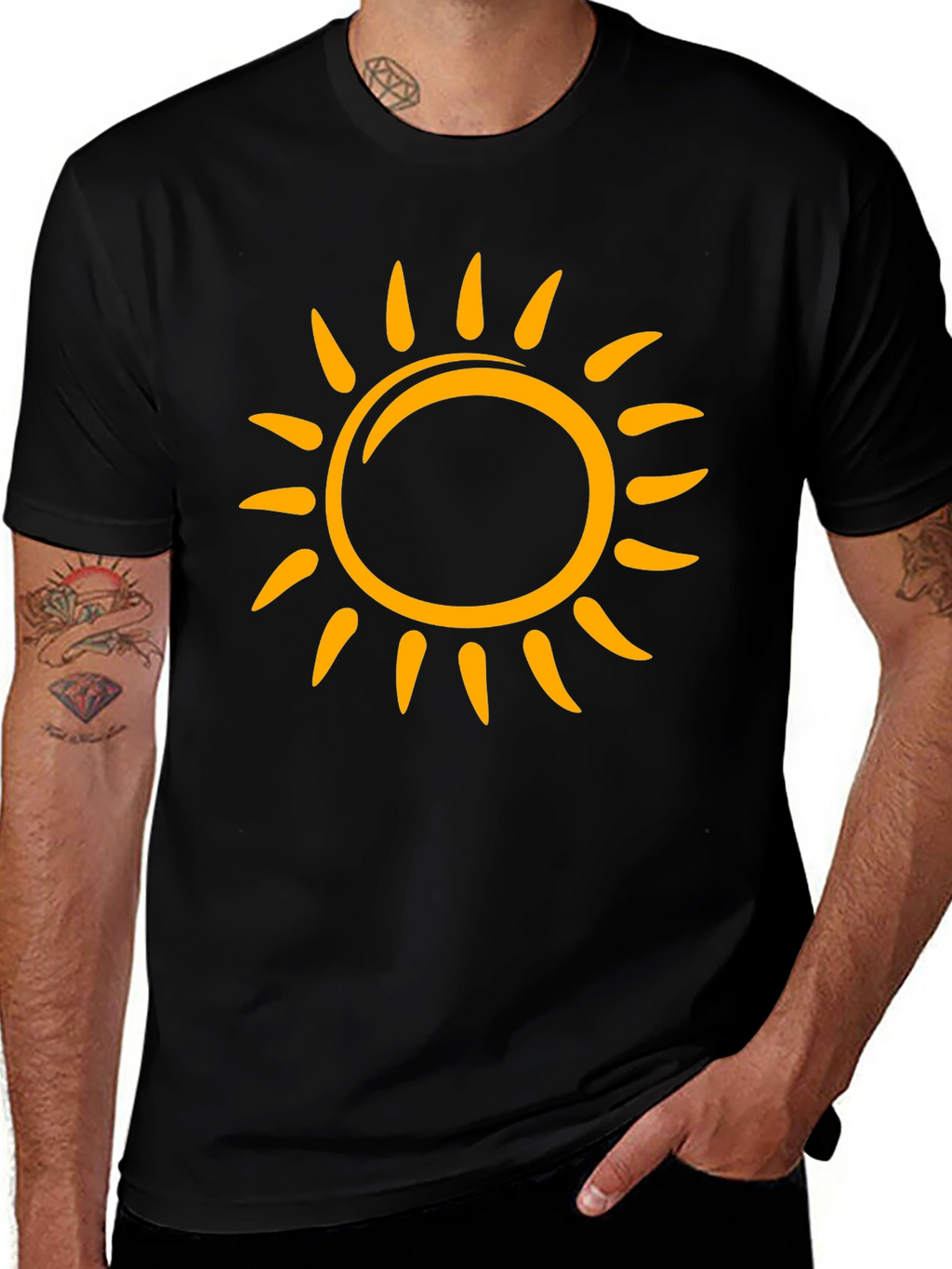 Sunny Graphic Tee - Black Cotton T-Shirt