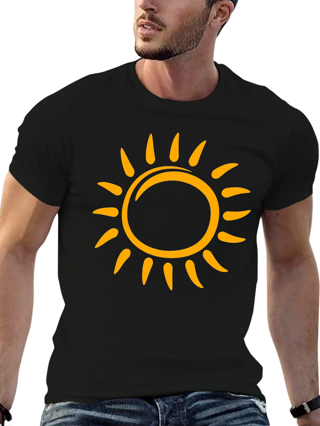 Sunny Graphic Tee - Black Cotton T-Shirt