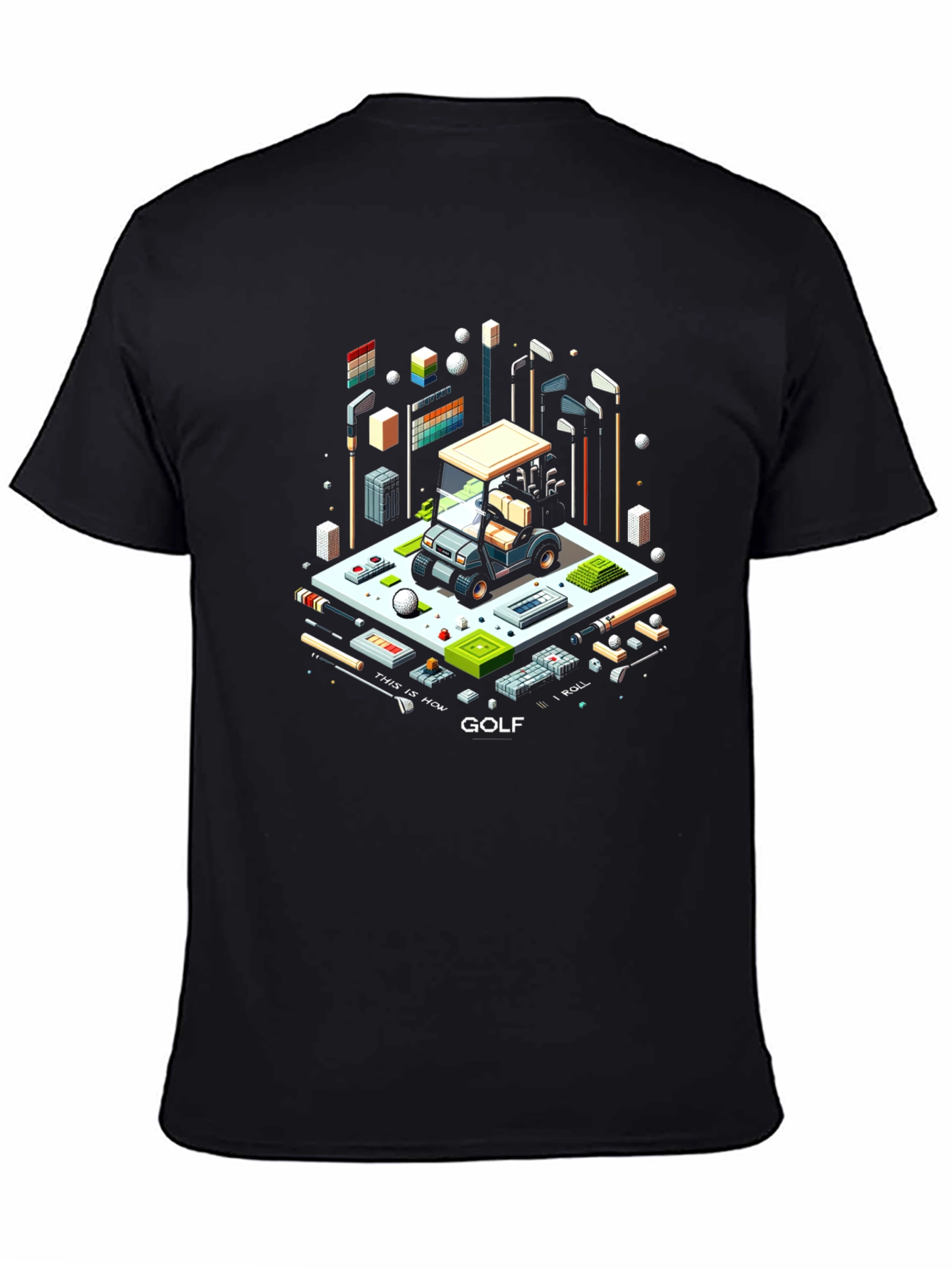 Isometric Golf Cart T-Shirt - Pixel Art Tee