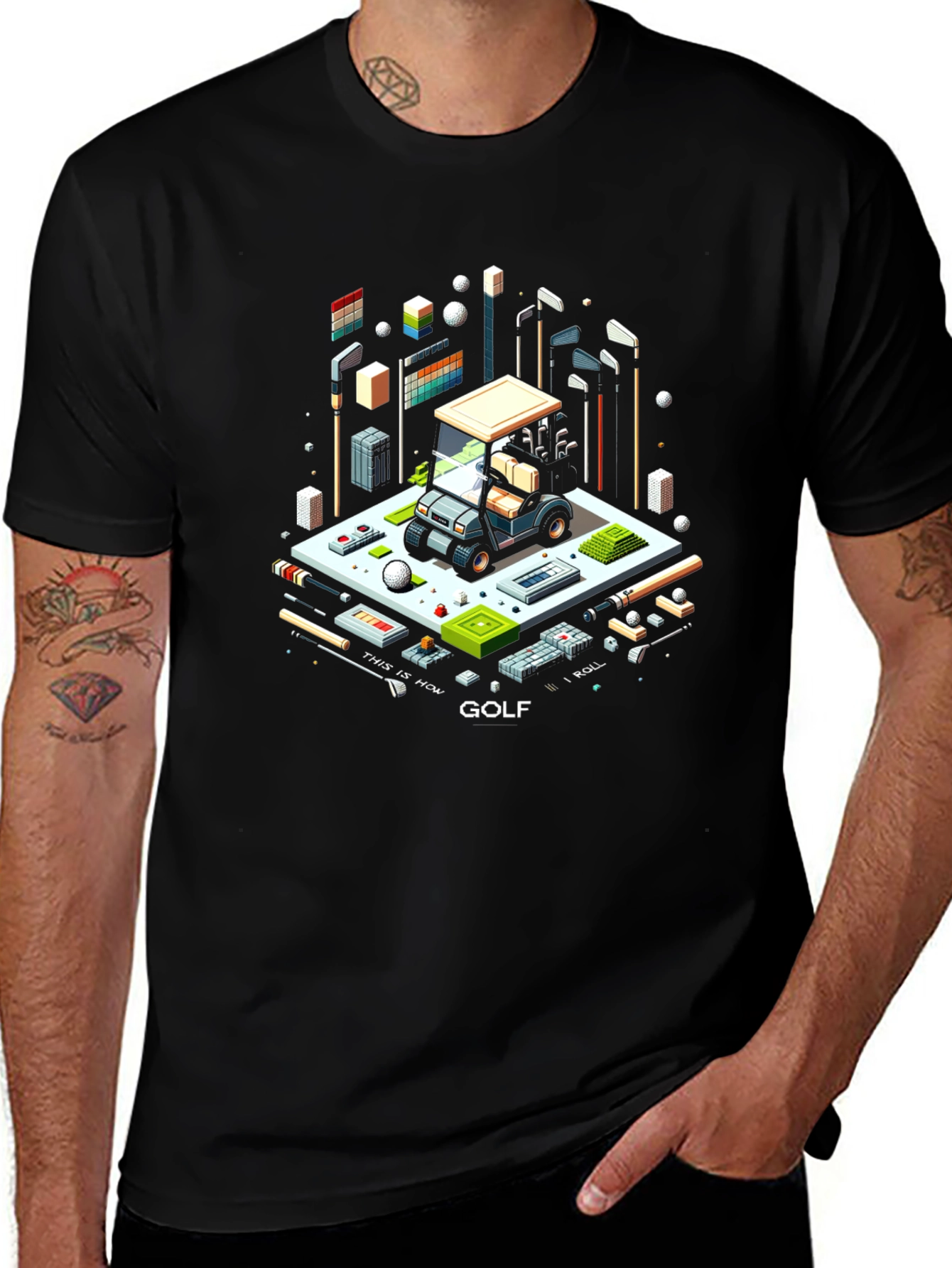 Isometric Golf Cart T-Shirt - Pixel Art Tee