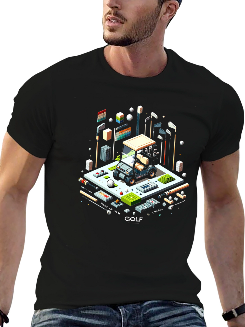 Isometric Golf Cart T-Shirt - Pixel Art Tee