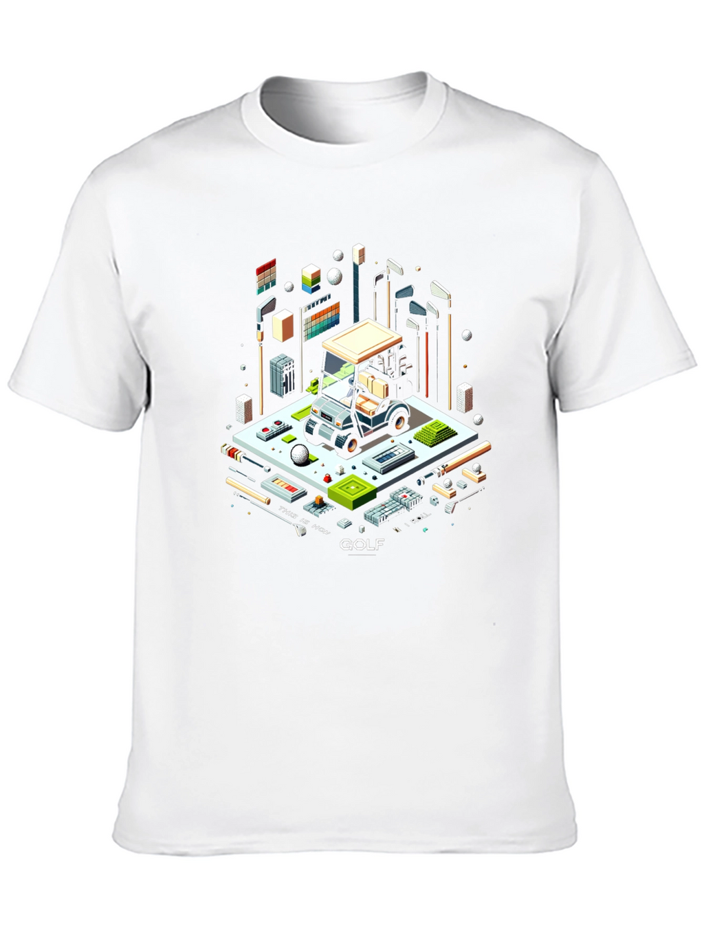 Isometric Golf Cart T-Shirt - Pixel Art Tee